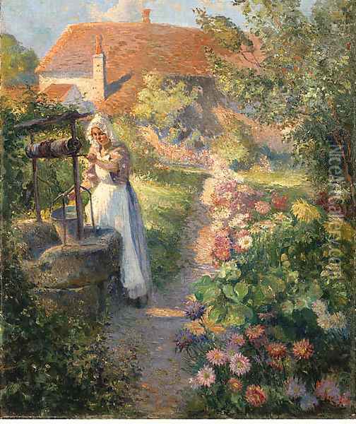 In the garden Oil Painting - Max Silbert