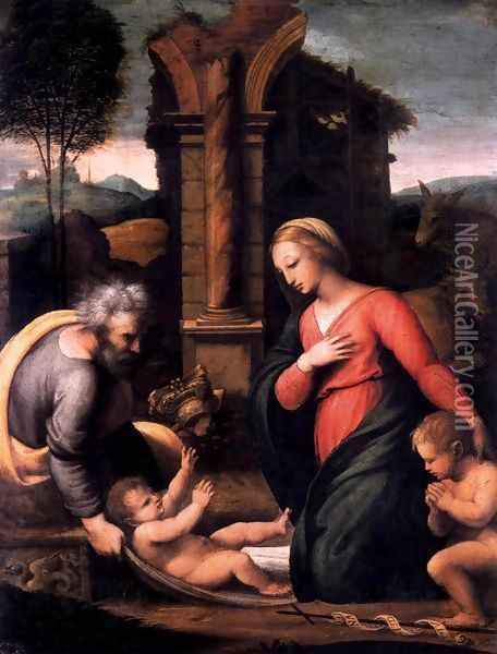 Holy Family with the Infant St John Oil Painting - Giovanni Francesco Penni