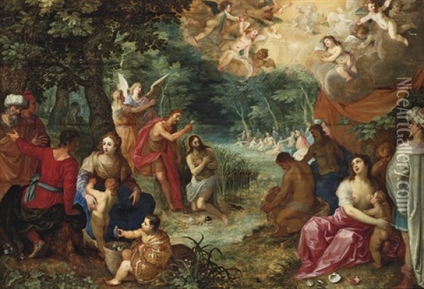 The Baptism Of Christ Oil Painting - Hendrik van Balen the Elder