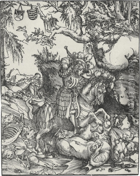 Saint George On Horseback Slaying The Dragon Oil Painting - Lucas The Elder Cranach
