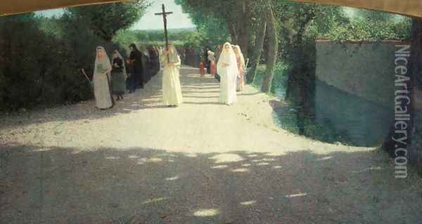 The Procession, 1892-95 Oil Painting - Giuseppe Pellizza da Volpedo