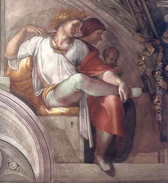 Eleazar - Matthan (detail-3) 1511-12 Oil Painting - Michelangelo Buonarroti