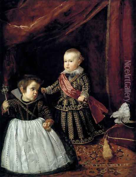 Prince Baltasar Carlos with a Dwarf 1631 Oil Painting - Diego Rodriguez de Silva y Velazquez