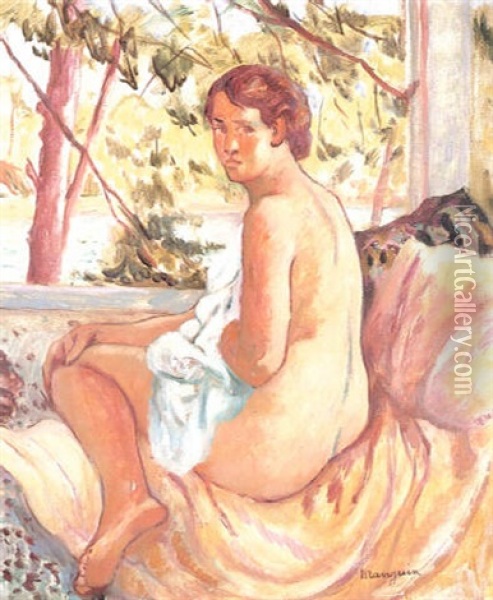 Odette Devant La Mer Oil Painting - Henri Charles Manguin
