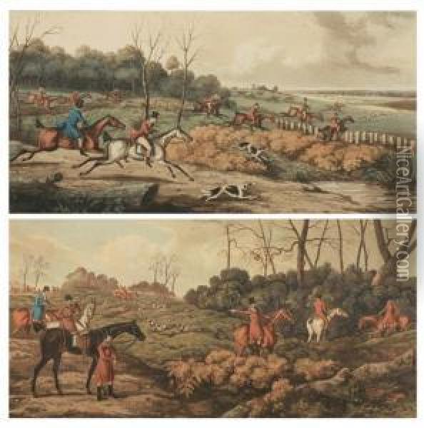 Fox Hunting: Full Cry And Breaking Cover Oil Painting - Henry Thomas Alken