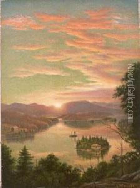 Sunset Oil Painting - Levi Wells Prentice