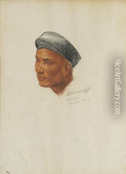 Portrait Of A Vietnamese Man Oil Painting - Alexander Evgenievich Yakovlev