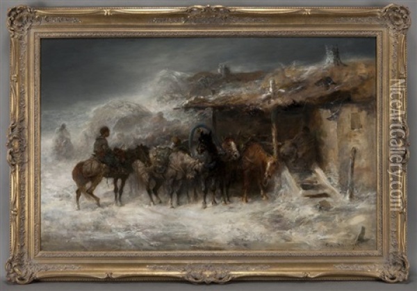 The Blizzard Oil Painting - Adolf Schreyer