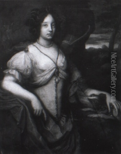 Portrat Einer Dame Als Diana Oil Painting - Abraham van Diepenbeeck