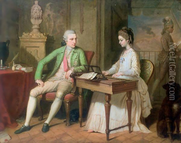 Portrait Of Sir William And Lady Hamilton Oil Painting - David Allan
