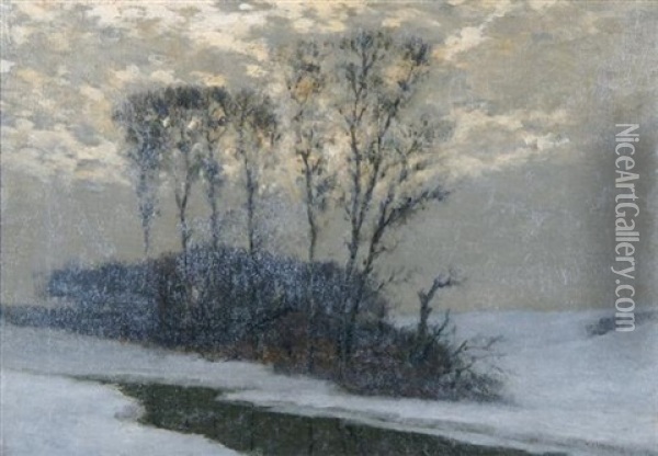 Frozen Creek Oil Painting - William Clusmann