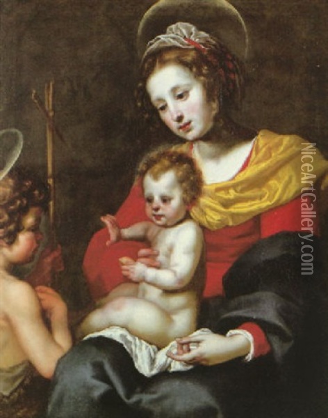 The Madonna And Child With The Infant Saint John The Baptist Oil Painting - Matteo Rosselli
