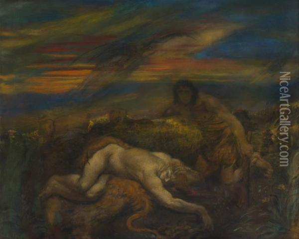 La Mort D'abel Oil Painting - Henry de Groux