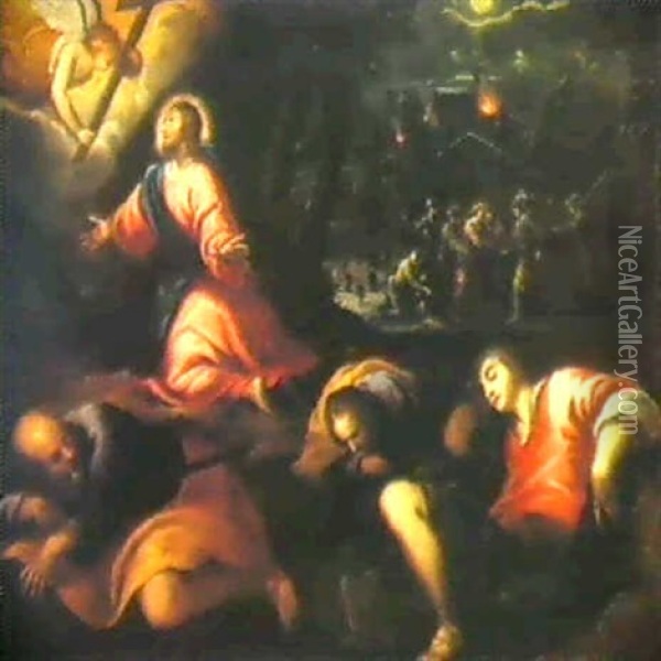 Christ In The Garden Of Gethsemane Oil Painting - Jacopo Palma il Giovane