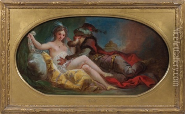 Scene De Harem Oil Painting - Jean-Baptiste Leprince