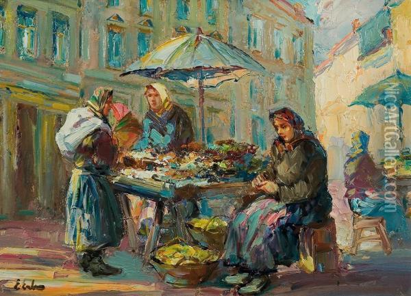 Lviv Pedlars Oil Painting - Erno Erb