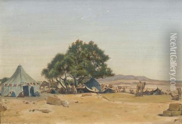 Rastende Pilger Auf Dem Weg Nach Mekka Oil Painting - Johann Ludwig Rudolf Durheim