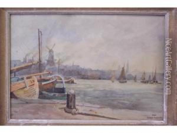 Voiliers Au Port Oil Painting - Pierre Waldeck Rousseau