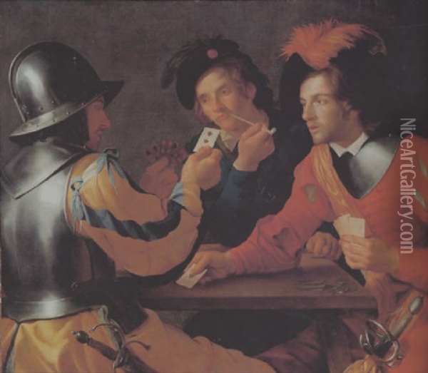 Drei Kartenspieler Oil Painting - Dirck Van Baburen