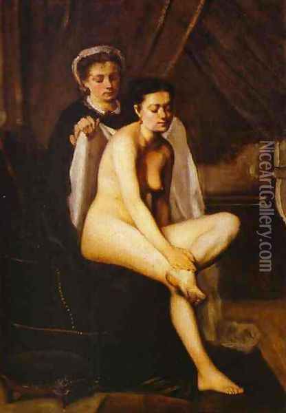 After the Bath Oil Painting - Frederic Bazille