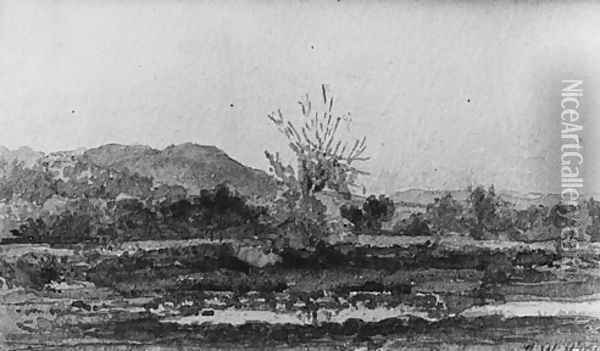 Three Views, No. 3: Mount Carmel, near New Haven, Connecticut Oil Painting - John William Hill
