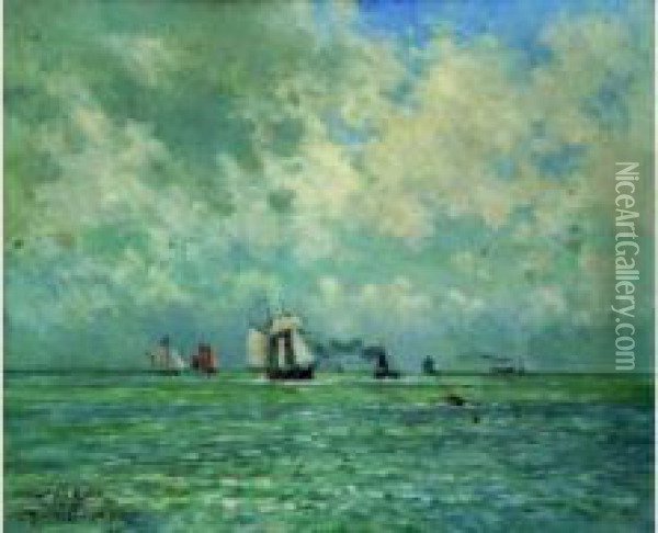 Marine Oil Painting - Maurice Francois A. Courant