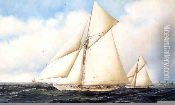 Yacht Race 1895 Oil Painting - Antonio Jacobsen
