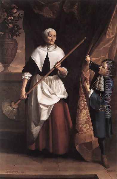 Bridget Holmes, a Nonagenarian Housemaid 1686 Oil Painting - John Riley