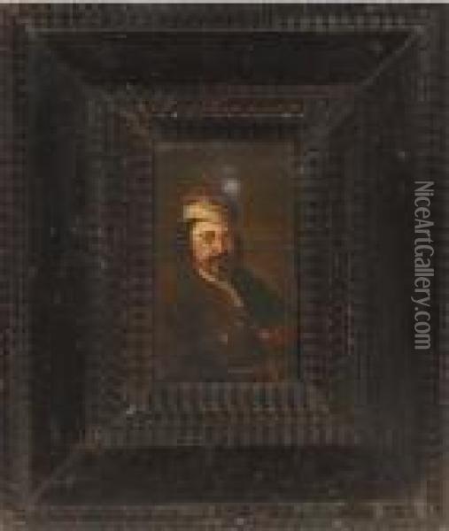 Portrait Of A Man, Bust-length, Seated Wearing A Cap Oil Painting - Willem De Poorter