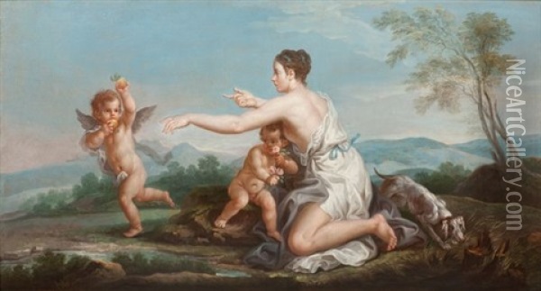 Allegorie Du Gout Et De L'odorat (+ Allegorie De La Vue Et Du Toucher; Pair) Oil Painting - Joseph Francois Ignace Parrocel