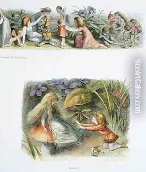 Dressing the Baby Elves and Rejected Oil Painting - Richard Doyle