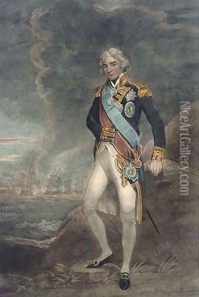 Admiral Lord Nelson, by C. Turner 2 Oil Painting - John Hoppner
