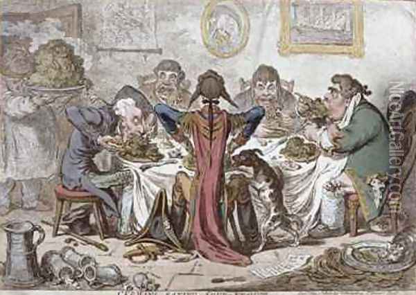 Germans Eating Sour Krout Oil Painting - James Gillray