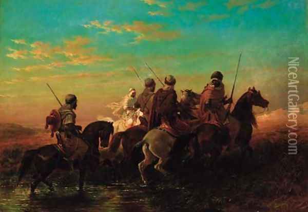 Arab horsemen Oil Painting - Victor Pierre Huguet