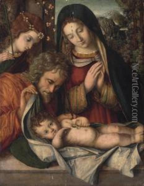 The Holy Family Oil Painting - Francesco Zaganelli