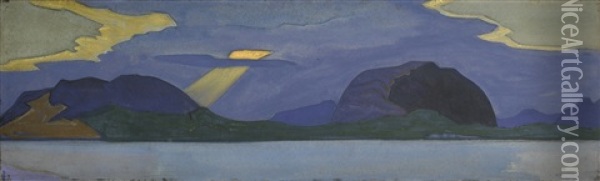 Sunset - The Castle Mount Oil Painting - Nikolai Konstantinovich Roerich