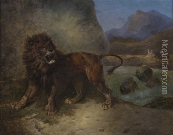 Lion D'atlas Oil Painting - Joseph Simon Volmar