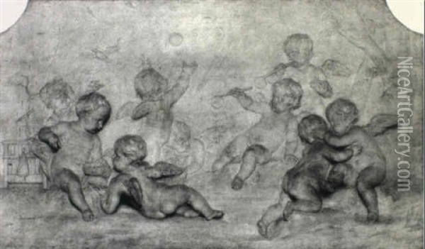 Putti Playing Oil Painting - Marten Jozef Geeraerts