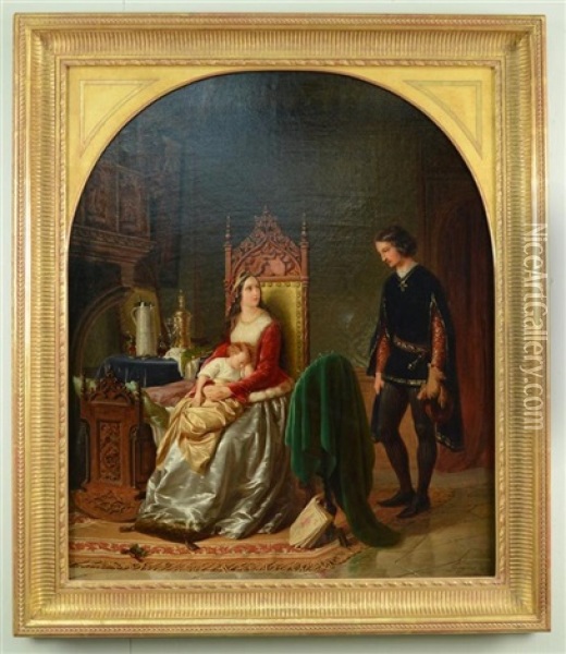 Mother Holding Her Sleeping Child Oil Painting - Johann Josef Geyer