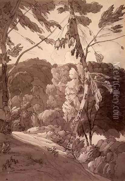 A Wooded Landscape A Scene at Indinowle 1783 Oil Painting - Francis Towne