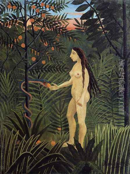 Eve And The Serpent Oil Painting - Henri Julien Rousseau