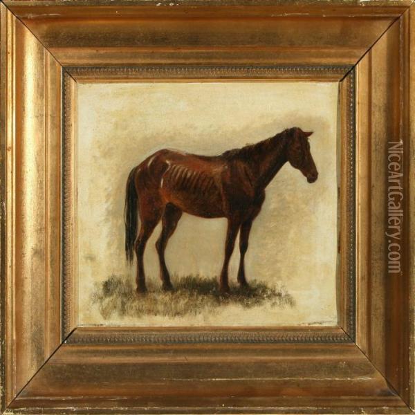 A Horse Oil Painting - Otto Haslund