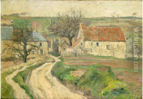 Chemin A L'entree Du Hameau Oil Painting - Claude Vignon