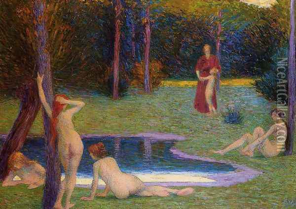 Bathers in the Evening Oil Painting - Hippolyte Petitjean