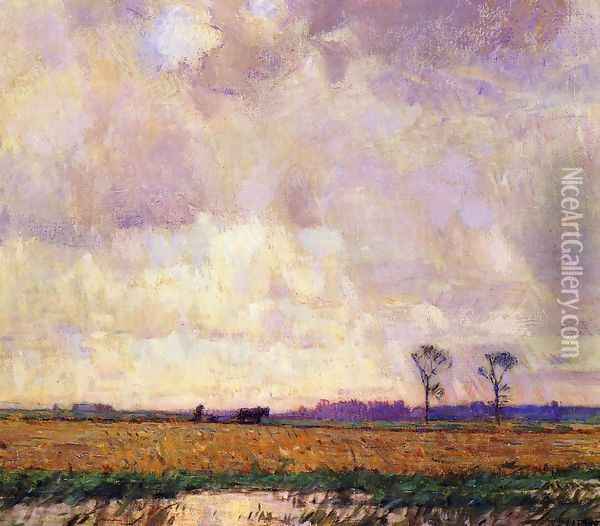 Plowing along the Canal Oil Painting - William Langson Lathrop