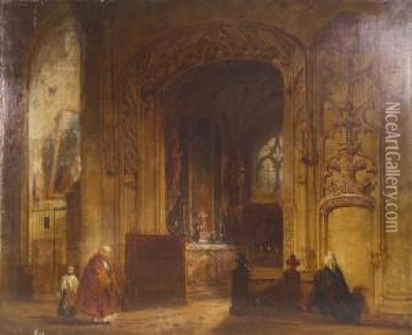 In Chiesa Oil Painting - Georg Von Rosen