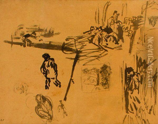 Etude De Personnages Oil Painting - Jean-Edouard Vuillard