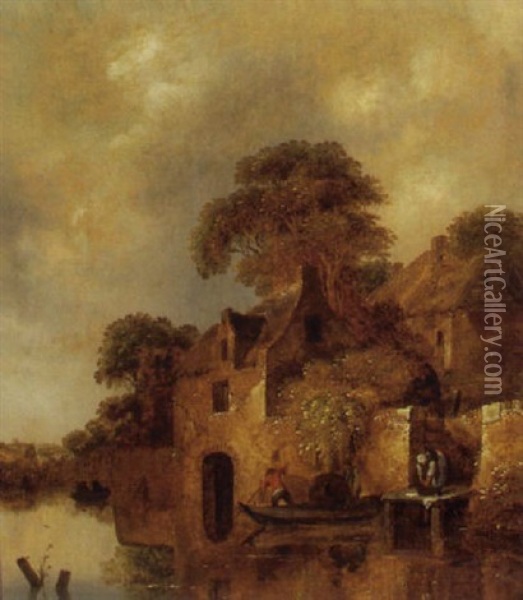 Das Haus Am Fluss Oil Painting - Michel van Vries