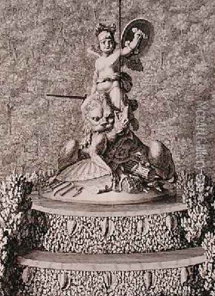 The Spirit of Valour centrepiece of a fountain at Versailles Oil Painting - Jean Lepautre