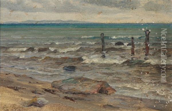 Coastal View From Hellebaek Oil Painting - Carl Ludvig Thilson Locher